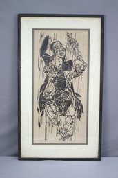 Framed And Sing And Number 1/5 Original Wood Cut Print