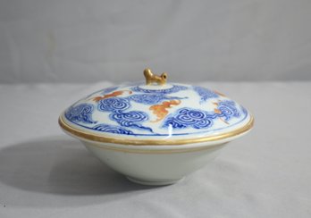 Vintage Blue & White Porcelain Lidded Bowl