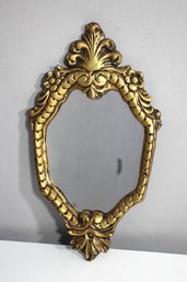 'Antique Ornate Gold Gilt Wall Mirror With Floral And Scrollwork Frame'