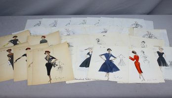 Group Lot Of Cardinal Fashion Studio Sketches And Drawings