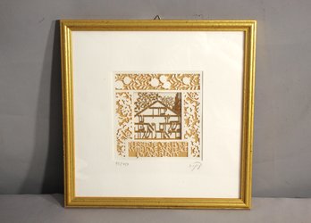 Framed Jewish Folk Art Papercut  'Blessed Be Our Home'
