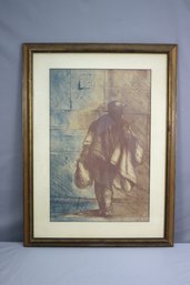 Framed Print Of A Man Walking Away ( Pencil Sign On The Low Right )