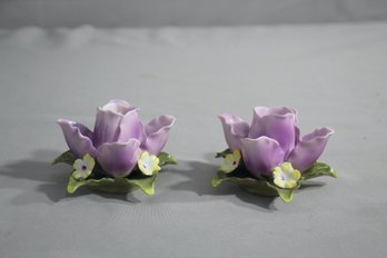 Two Fine China Lavender Flowers Table Decor