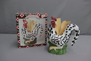 Hermitage Pottery Rooster Jar And Utensil Set - With Box