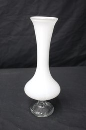 Vintage  Footed Clear Milk Glass Vase