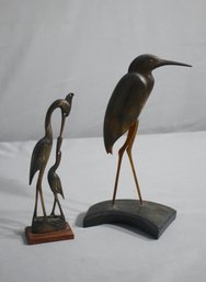 Two Wooden Water Bird Figurines