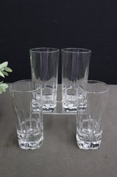 Group Of 4 Vintage Squire Trefoil Square Hi-Ball Glasses
