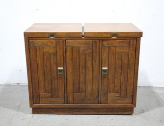 Mid 20th Century Fruitwood Rolling Credenza By Drexel