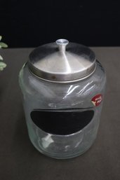 Metal Topped Glass Jar With Writable 'Black Board And Chalk' Oval On Side