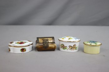 Group Lot Of Vintage Royal Albert, Ansley, Caverswall, And Jerusalem Trinket Boxes