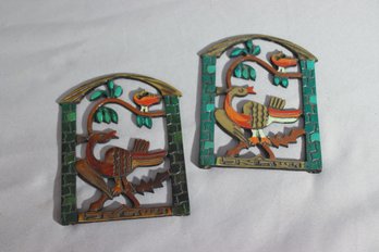 Israeli Judaica - Terra Sancta Guild Style Colorful Birds Bookend (missing The Perpendicular Balance Plates)