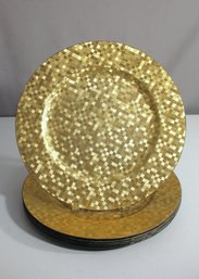 Set Of 6 Gold Mosaic Round Charger 13' Round