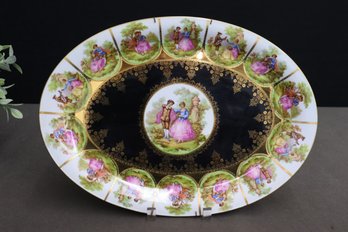 Vintage Tirschenreuth Porcelain Gold Decorated Fragonard Courting Couple Cabinet Plate