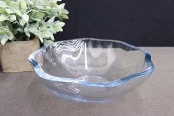 Beautiful Floriform Handmade Thick Glass Bowl, Etch-signed And Numbered