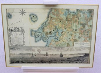 Framed Vintage Map Southwest View Of The City Of New York, Jefferys And Faden London, Modern Reproduction