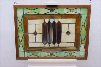 Handcrafted Leaded Stained Glass Prairie Style Mosaic Panel