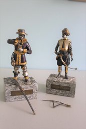 Two Cold Painted Military Figurines 'noble Ottomano', On Stone Bases