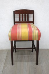 Vintage Low-Back Chair With Colorful Plaid Upholstery