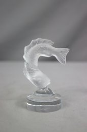 Vintage Lalique Jumping Goujon Koi Fish Satin And Clear Crystal Figurine