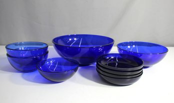 Cobalt Blue Glass Bowls Set Of 9