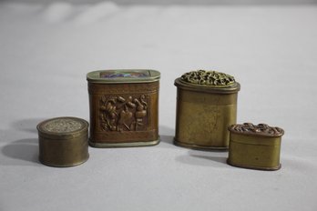 Group Of 4 Antique Decorated Opium Boxes