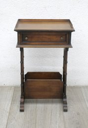 Vintage Mahogany Side Table With Magazine Rack