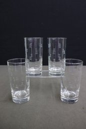 Group Lot Of 4 Collins Glasses With Etched Spool Pattern