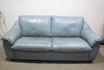 Powder Blue Leather Couch