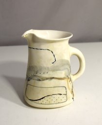 Handcrafted Ceramic Pitcher With Abstract Design  Art Pottery