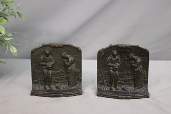 Pair Of Antique Millet Inspired Cast Iron Bookends Angelus