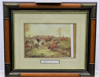 Substantial Frame With H. Alken - 'breaking Cover' Vintage Equestrian Colored Print