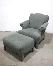 Contemporary Armchair And Ottoman Set In Chic Charcoal