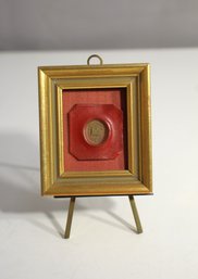 Framed Vintage Medallion  Gold Tone With Red Matting