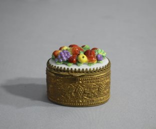 Antique Porcelain Ormolu Flower Bed Casket Box