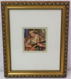 Elegantly Framed Reproduction Print Of Woman With Mandolin By Renoir Wall Art
