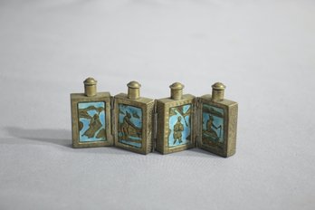 Antique Chinese Enamel And Metal Hinged Snuff Bottles