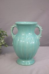 Green Matte Glaze Stoneware Double Handle Vase