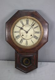 Antique Waterbury Drop Octagon Wall Regulator Clock