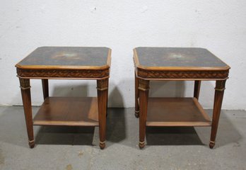 Pair Of Regal Neoclassical-Inspired Side Tables