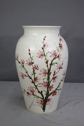 Matte Glazed Porcelain Hand-painted Cherry Blossoms Urn Vase