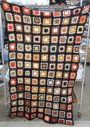 Vintage Afghan Crochet Granny Square 65.5' X 39' Handmade Blanket