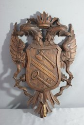 Vintage Carved Wooden Coat Of Arms/Family Crest