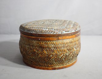 Antique Handwoven Lidded Basket Box
