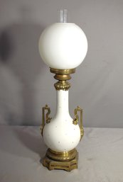 White Glass And Brass Table Lamp