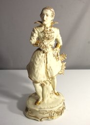 'Antique Porcelain Figurine Of Nobleman  Gilded Accents, Marked 1125M'