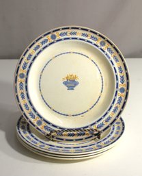 Set Of 4 Wedgwood Etruria Dinner Plates  Classic Blue & Yellow Floral Design