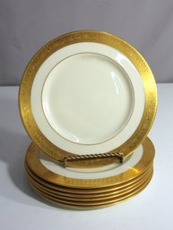 Set Of 6 Lenox Westchester Gold Encrusted Dinner Plates  M-138, Made In USA