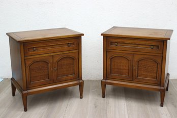 Two Mid-Century Modern White Fine Furniture Nightstands