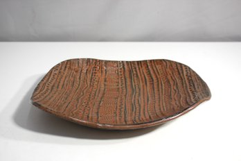 Ceramic Bowl Handmade Brown Wood Grain Tree Bark Texture