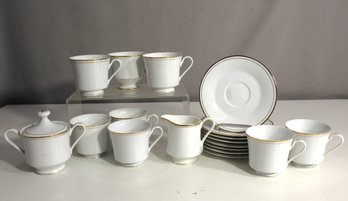 Elegant Baum Bros. Fine China Tea Set With Gold Trim  13 Piece Collection